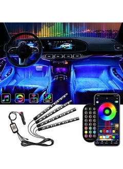 Buy Car Interior LED Strip Lights Kit Auto Ambient RGB LED Strip Atmosphere Car Decorative Lamp With Bluetooth Music App Remote Control Waterproof Smart Car Accessories LED Light 12V in UAE