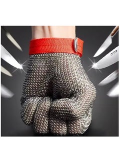 اشتري Cut Resistant Gloves Stainless Steel Wire Metal Mesh Butcher Safety Work Gloves for Cutting, Slicing Chopping and Peeling(Medium) في الامارات