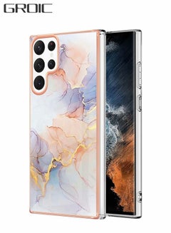 Buy Marble Design Compatible with Samsung Galaxy S22 Ultra 6.8 Inch Case for Girls, Full Camera Lens Protection Slim Shockproof Soft Case for Galaxy S22 Ultra 2022 in UAE