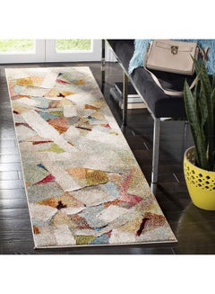 Buy Porcello Collection Runner Rug 2'3 X 8' Grey & Multi Modern Abstract Design Non Shedding & Easy Care Ideal For High Traffic Areas In Living Room Bedroom (Prl6937B) in UAE
