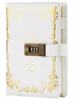 اشتري Lock Diary Leather Locking Journal Writing Notebook Vintage Planner Agenda Personal Gift for Girls Journal, White في الامارات