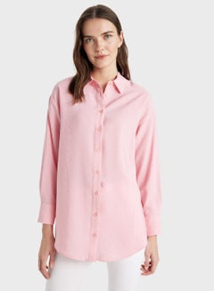 Buy Relax Fit Shirt Collar Long Sleeve Shirt in UAE