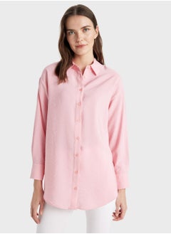 Buy Relax Fit Shirt Collar Long Sleeve Shirt in UAE