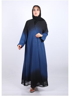 Buy Maxi Abaya Made Of Bright Colored Chiffon Fabric With Modern Elegance And Professional Touches With Long Sleeves And  Veil, Black-Blue in Saudi Arabia