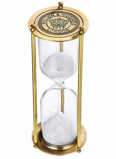 اشتري Sand Timer 15 Minute Hourglass Vintage Brass Sand Clock Stand, Vintage Sand Timer, Metal Sand Watch 15 Min, Antique Hour Glass Sandglass with White Sand for Home, Desk, Office Decoration في الامارات