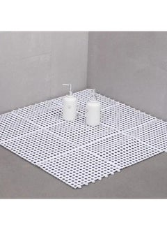 Buy 9 Pieces Non-Slip Shower Stall Mat with Drain Holes - Durable Plastic Carpet for Home Bathroom - DIY Bathroom Accessory in UAE