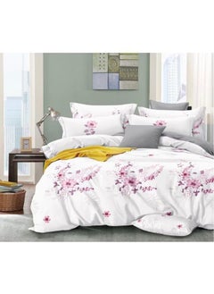 Buy 6pcs King Duvet Cover Set 100% Cotton Bed Sheet Set Include a Duvet Cover a Deep Pocket Fitted Sheet 4 Pillow Cases Home Bedding with Zipper Closure for All Season (King Size, Floral) in UAE