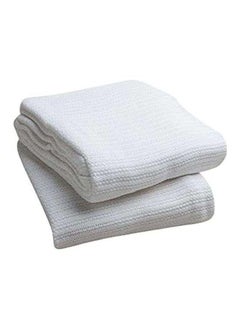 Buy Soft knitted blanket with casual and comfortable design, white cotton - 180*240 cm in Saudi Arabia