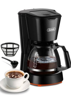 اشتري 5 Cups Small Coffee Maker, Compact Coffee Machine with Reusable Filter, Warming Plate and Coffee Pot for Home and Office في السعودية