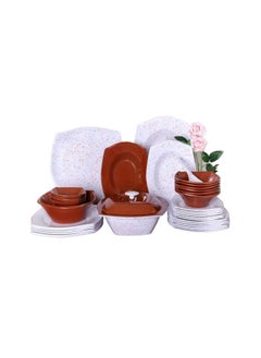 Buy Melamine dinner set 38 pieces pure granite mix brown x brown square 7238 in Egypt