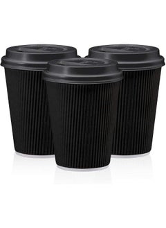 Buy Disposable Ripple Coffee Cup 8 Oz With Lid Suitable For Home, Office, Restaurants Use Pack of 50 Pieces in UAE