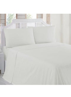 Buy 2-piece cotton bed sheet set off-white color in Saudi Arabia