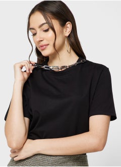 Buy Urban Minx Chain Embellished Detail T-Shirt in UAE