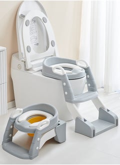 Buy 3 In 1 Vega Western Toilet Training Potty Seat With Splash Guard, Handle, Ladder And Cushion, Grey in Saudi Arabia