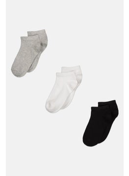 اشتري Kids Boy 3 Pairs Ankle Socks, Grey/White/Black في الامارات