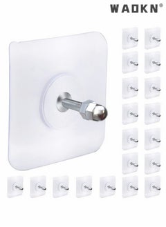 Buy 20 PCS Adhesive Screw Hooks for Wall Heavy Duty,Wall Hangers without Nails,2 in 1 Non Marking Sticker Non Punching Hook Screw Sticker for Wall Mount Shelf,Waterproof Rustproof (16mm) in UAE