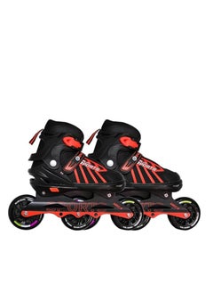 اشتري Inline Adjustable Skates Large 39 EUR (UK 5.5) - 43 EUR (UK 9) for 12 Years and Above |  Aluminium Chassis and 100 mm  Three Wheels | Skating Shoes في الامارات