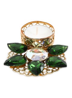 اشتري Decorative Green Stone Diya with Tealight Candle, Multicolour في الامارات