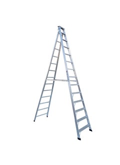 اشتري Dual Purpose Aluminum Ladder - Lightweight, Telescoping Ladder for Home, Office & Outdoor Use | 14 Steps Folding Ladder with Anti-Slip Design | Heavy-Duty Multi-Use Ladder | 4 Meters في الامارات