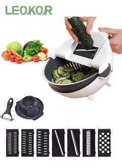 اشتري 9 In 1 Multifunction Food Chopper Vegetable Slicer with Container Dicing Machine Food Slicer في السعودية