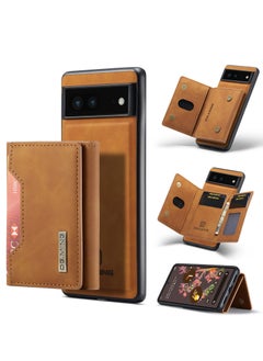 Buy Wallet Case for Google Pixel 7, DG.MING Premium Leather Phone Case Back Cover Magnetic Detachable with Trifold Wallet Card Holder Pocket (Coffee) in UAE