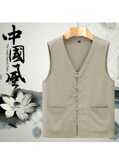 Buy Summer Linen Vest Mens Casual Sleeveless Tang TopBean Green Top Bean Green Top in UAE