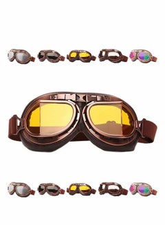 Buy Motorcycle Goggles, Vintage Pilot Style Cruiser Scooter Goggle, Outdoor Sand Goggles, Bike Racer Touring Eyewear for Half Helmet Leather Riding Glasses Scooter ATV Off-Road Anti-Scratch in Saudi Arabia