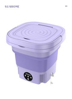 Buy Foldable and Portable Mini Washing Machine with Drain Basket for Traveling or Home 8L 10W MLSC-01 Purple in Saudi Arabia