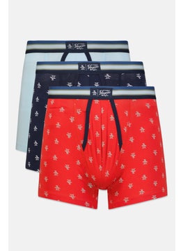 اشتري Men 3 Pc Allover Printed Boxer Briefs, Red/Navy Blue Combo في السعودية