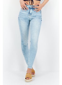 اشتري Women Skinny Fit Stretchable Washed Jeans, Blue في الامارات