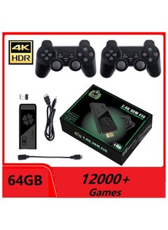 Buy M8 Video Game Console 2.4G Double Wireless Controller Game Stick 4K 12000 games 64GB Retro games in Saudi Arabia