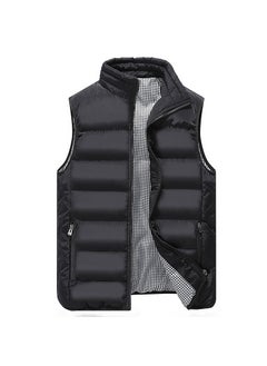 اشتري Mens waistcoat autumn and winter padded warm down cotton clothes waistcoat mens Korean tide leisure large size a generation of hair Black في الامارات