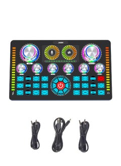 Buy Q7 Professional Sound Card Audio System Is Used For Live Mixing, Voice Changing Party Live Broadcast DJ Mixer 12 Kinds Of Special Effects Sounds 48V Phantom Power in Saudi Arabia