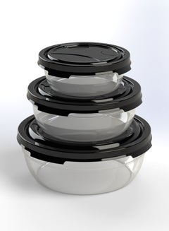 Buy Frosty 3pcs Round Tupperware Set, Elegant Design, Set Includes 3 Tupperware's, Food Storage, Food Safe, Microwave Safe, Dishwasher Safe in UAE