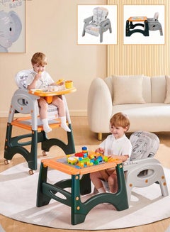 Buy 6-in-1 Baby High Chair, Convertible High Chair for Baby, Kids Learning Table, Building Block Table, Kids Stool Table Chair Set with Removable Tray  for Baby Toddlers 6 Months to 6 Years in Saudi Arabia