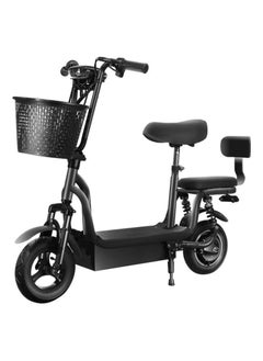 Buy Electric Scooter with Extra Seat and Storage Basket | Electric Scooter for Adults | Electric Scooter with Two Seats | Foldable Electric Scooter | 48V Voltage | 500W Motor | Front and Rear Lights | Shock Absorption Suspension | Storage Bask | Extra Seat for Passenger | Weight Capacity 120 KG | 10-Inch Tires in Saudi Arabia