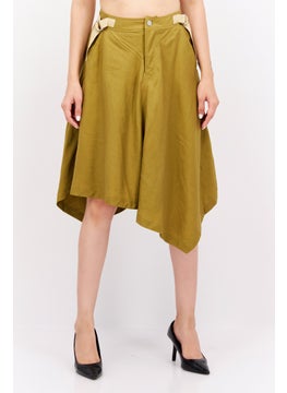 Buy Women Solid Midi Skirts, Olive in UAE