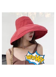 اشتري Women's Sunshade Hat, To Shield From Ultraviolet Sunshine Wide-brimmed Sun Protection Wide Brim Garden Hiking Beach Desert Summer Girls Beach Hat, Foldable Outdoor Use في السعودية