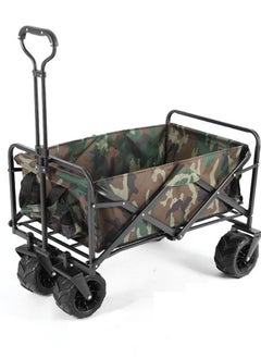 Buy Heavy Duty Collapsible Folding Wagon Utility Outdoor Camping Garden Cart with Universal Wheels & Adjustable Handle in Saudi Arabia