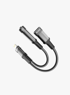Buy 2 in 1 Earphone & Charging Adapter Lightning to Lightning + 3.5 12CM -Black in UAE