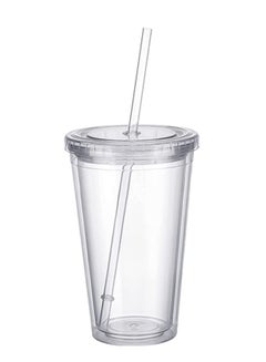 اشتري Water Cup 500ML Straw Sports Double-Walled Ice Cold Drink Coffee Juice Tea With Reusable Smoothie Mug Plastic cups Perfect for Parties, Birthdays, Customization في الامارات