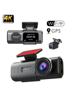 اشتري 4K+1080P Front & Rear Dual Lens Car Recorder HD Ultra Wide Angle Night Vision WiFi+GPS في السعودية