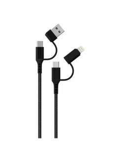Buy Green Lion Braided 2 in 2 Fast Charging Cable 1.2M 3A - Black in UAE