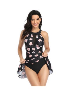 Buy Padded One Piece Swimwear Black/Pink in Saudi Arabia