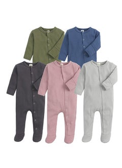 Buy Five-Piece Cotton-Footed Baby Crawling Suit Bodysuit in Saudi Arabia