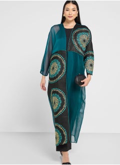 Buy Cape Sleeve Printed Jalabiya in UAE