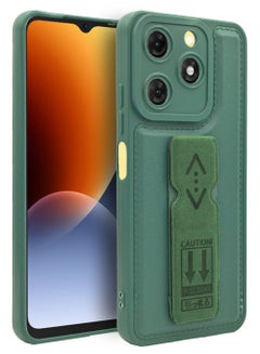 Buy Case Cover For Itel A70 With Magnetic Hand Grip 3 in 1 Green in Saudi Arabia