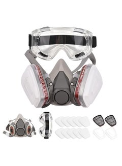 Buy Reusable Respirator Half Face Cover Gas Mask, with Safety Glasses, Half Facepiece Set in Saudi Arabia