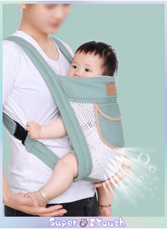 Buy Ergonomic Baby Carrier with Pocket, Double Layer Mesh Baby Sling for Newborn, Infant, Toddler, Baby Strap for all Seasons, Green in Saudi Arabia