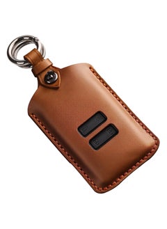 اشتري Leather Car Key Covers, Universal Car Key Case Key Fob Protector with Metal Hook for Renault Captur/Clio/Kadjar/Zoe/Megane/Dacia (Brown) في الامارات